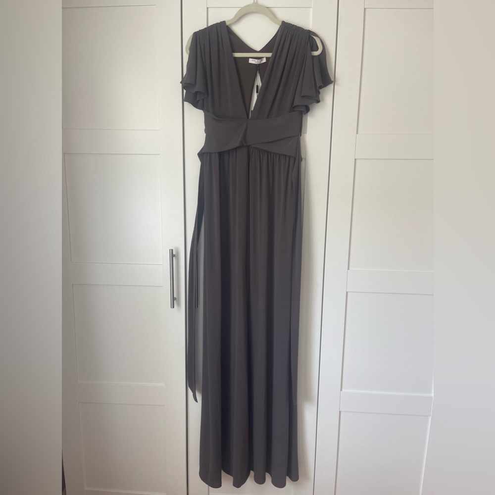 Olive green evening dress. Comfortable stretch material. Never worn.